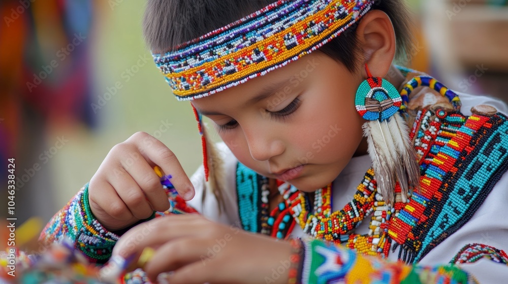 Native American child learning traditional crafts: A Native American ...
