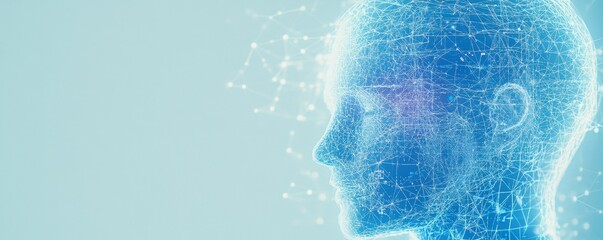 Aufkleber - Futuristic AI Conceptual Art Digital Human Profile in a High-Tech Virtual Environment