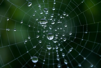 Water Droplets on a Spider Web Illustrating the beauty and intri