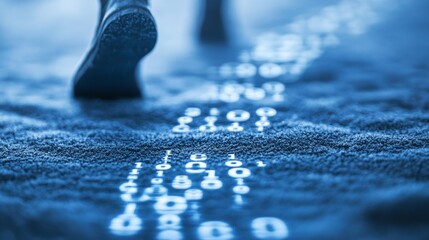 Digital Footprints in Binary Code, Representing Data Trail and Online Activity Generative AI