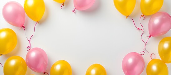 Frame of Pink and Yellow Balloons for Festive Celebration