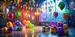 © Curie - Colorful Balloon and Ribbon Celebration Decor for Birthday Party with Numbers 10, 13, 9, 16 for Sixteen, Thirteen, and Fifteen Year Olds