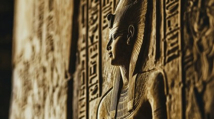 A close-up shot of intricate reliefs depicting ancient Egyptian pharaohs, capturing the beauty and complexity of their historical narratives.