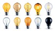 © niramol - A photostock of vintage light bulbs on a white background, suitable for decoration or design concepts.