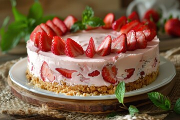 Wall Mural - cake made with strawberries