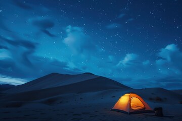 Wall Mural - camping at the sand dune under the sky