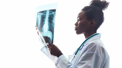 female doctor examining x-ray image in hospital