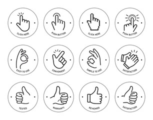 hand vector icon set. each icon perfect for your design. easy shows clear instruction of use. the ou