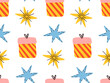 © Елена Франк - Seamless pattern. Surprise box and stars. New Year and Christmas objects.