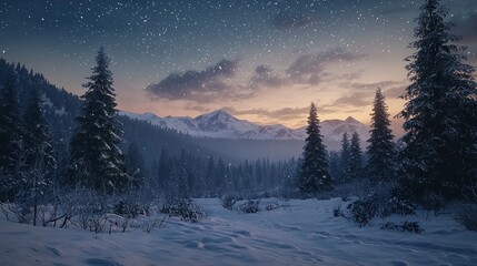 Dark Sky Full of Shiny Stars in the Carpathian Mountains