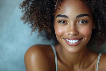 Smiling young black attractive women headshot, Generative AI