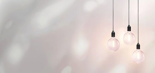 Vintage light bulbs hanging on a grey background with copy space. This creative idea represents the concept of creativity and innovation in business