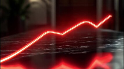 Wall Mural - red line graph showing upward trend on black surface