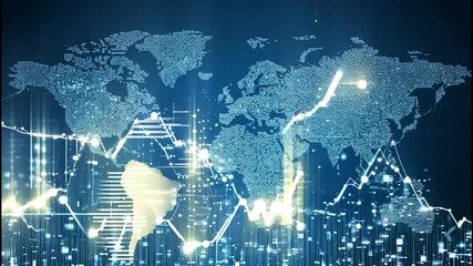 Wall Mural - global financial data visualization with rising graphs