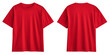© KAMAPAN - Blank red t shirt front and back mockup, plain cotton tshirt mock up design template. T shirt design template, tee shirt isolated on transparent background.