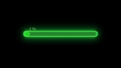 Glowing Green Progress Bar on Black Background