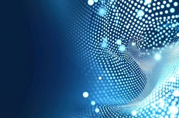 Wall Mural - abstract blue background with blurred digital dots and lights