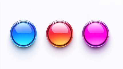 Modern suspended button design featuring three vibrant buttons in a sleek layout against a clean white background.