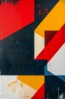 © felix_brönnimann - Vibrant Geometric Abstract Composition Featuring Bold Red, Yellow, and Blue Shapes on a Dark Background, Perfect for Modern Art and Design Projects.