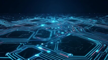 Wall Mural - seamless circuit overlay glowing animation background virtual video 4k looping digital concept techn