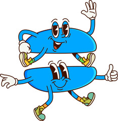 Poster - Cartoon math equal sign groovy character. Vector funny symbol for mathematics equation tasks, personage with smiling face, adorable playful and quirky expression. School educational arithmetic symbol