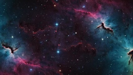 Wall Mural - beautiful blue and red nebula with stars in the space 4K