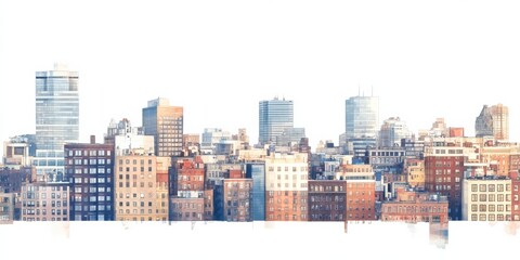 A view of Boston's buildings, set apart against a white backdrop