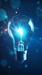© liliyabatyrova - A light bulb is lit up in a blue background