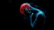© Joachim - An artistic representation of a person holding their head, displaying a glowing brain, symbolizing stress, anxiety, or cognitive overload in an artistic, conceptual style.