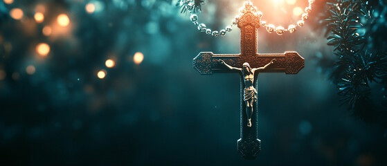 Crucifixion Symbol of Faith with  Shiny  Background