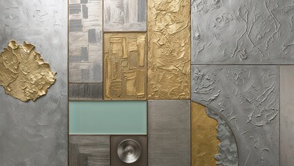 Canvas Print - Abstract Metallic Wall Art with Gold Accents