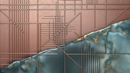 Wall Mural - Metal and Marble Abstract Pattern with Lines