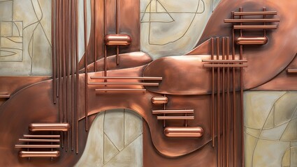 Poster - Copper & Steel Abstract Wall Art