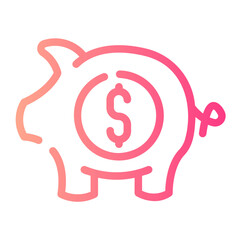 Poster - piggy bank Line Gradient Icon