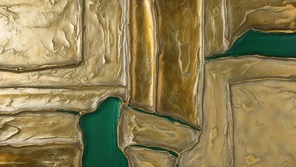 Wall Mural - Abstract Gold and Green Wall Art