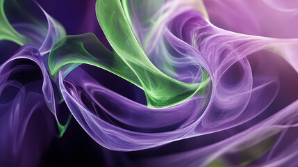 Wall Mural - A vibrant close-up of swirling purple and green liquid abstract art, showcasing intricate bubbles and fluid textures