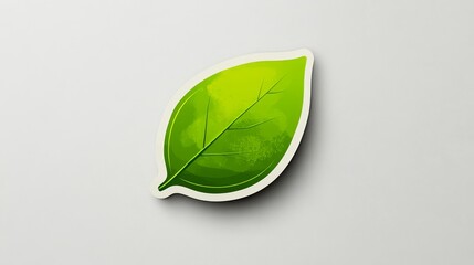 A vibrant green leaf illustration on a light background, symbolizing nature and freshness.