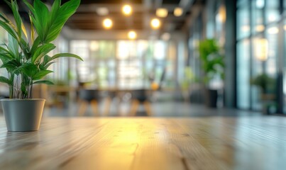 Canvas Print - Wooden Table Blurred Backgroun