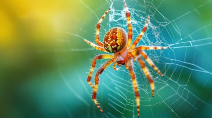 A close-up of a spider spinning its intricate web.