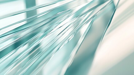 graceful fanning glass plates in light blue hues create a modern, futuristic feel. reflecting luxury