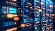 © Purichaya - Futuristic data center with illuminated server racks and high-speed data flow.