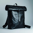 © Ula - Elegant Minimalist Black Leather Rolltop Backpack Designed for Daily Urban Activities