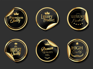 VIP and premium emblem black and gold isolated on black background 