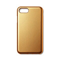 Wall Mural - Gold mobile phone case isolated white background, mobile equipment and accessories