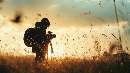 Silhouette of a Photographer at Sunset