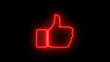 © Mdhuda - Like icon on black background. neon like icon. Dynamic Neon Thumb Icon: A Symbol of Connection and Approval in Digital Communication and Abstract Design