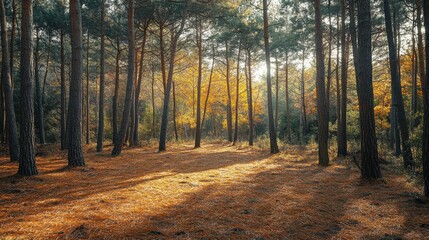 Canvas Print - Forest glade with scattered pine needles