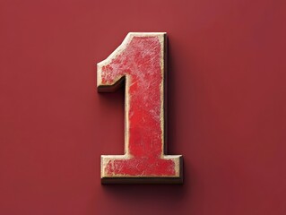 Red  Number 1 First Numeral One 3D Icon Logo Symbol