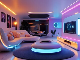 Retrofuturistic Smart Home with Hovering Assistants and Holographic Displays