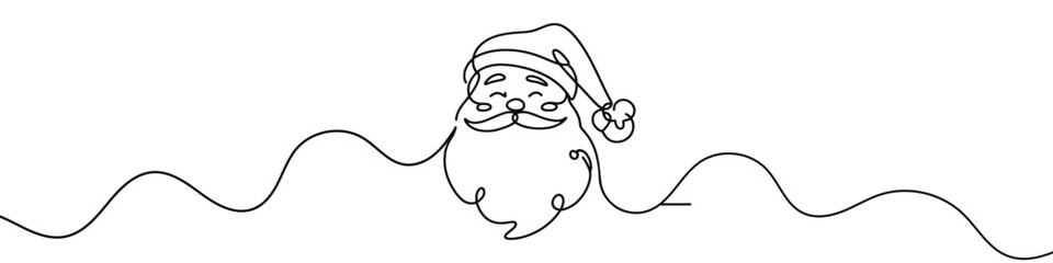 Wall Mural - continuous line drawing santa claus face. christmas vector illustration